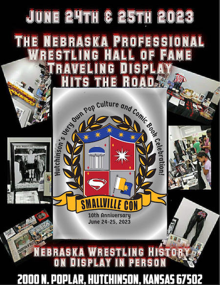 Nebraska Wrestling Museum traveling display flyer. Historic wrestling items will be on display.