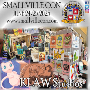Convention booth display of artwork by KLAW Studio