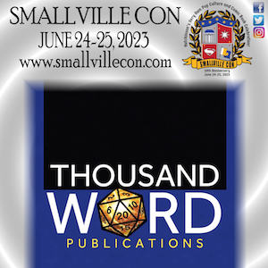 Thousand Word Publications logo that contains a D20 dice