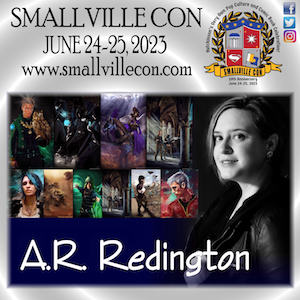 A.R. Redington headshot and cover art of her books